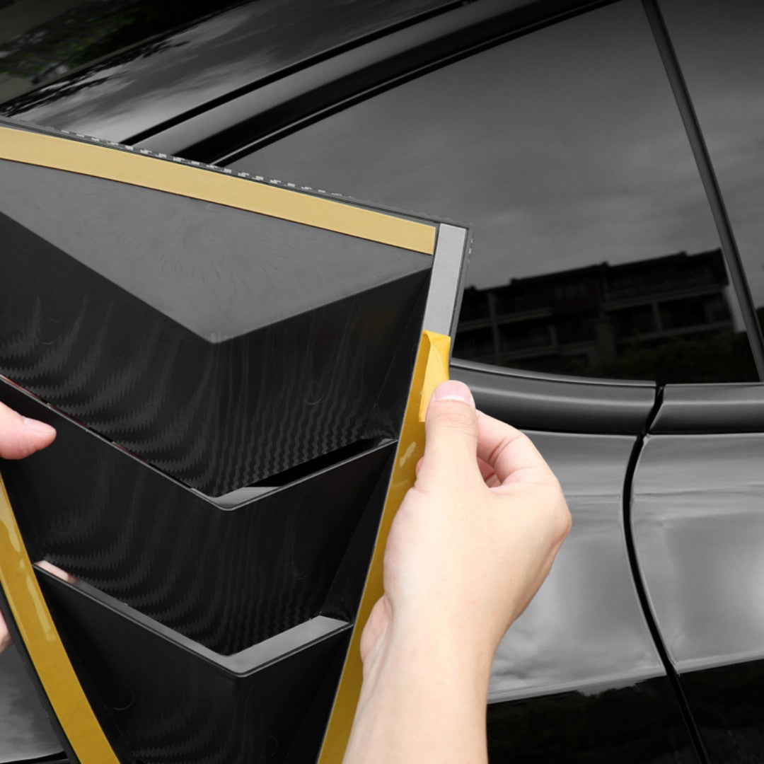 Bright Carbon Fiber Pattern ABS Sport Rear Side Window Louver Cover for Model Y 2019-2022