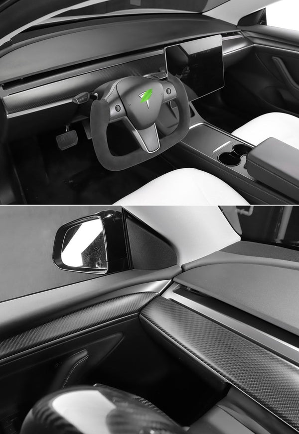 Matte Carbon Real Carbon Fiber Dashboard Decorative Replacament Panel Trim For Model 3 and Model Y