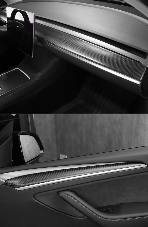 Matte Carbon Real Carbon Fiber Dashboard Decorative Replacament Panel Trim For Model 3 and Model Y