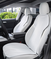 White Flannel Front Car Seat and Backrest Cushion Cover Set For Model 3 and Model Y