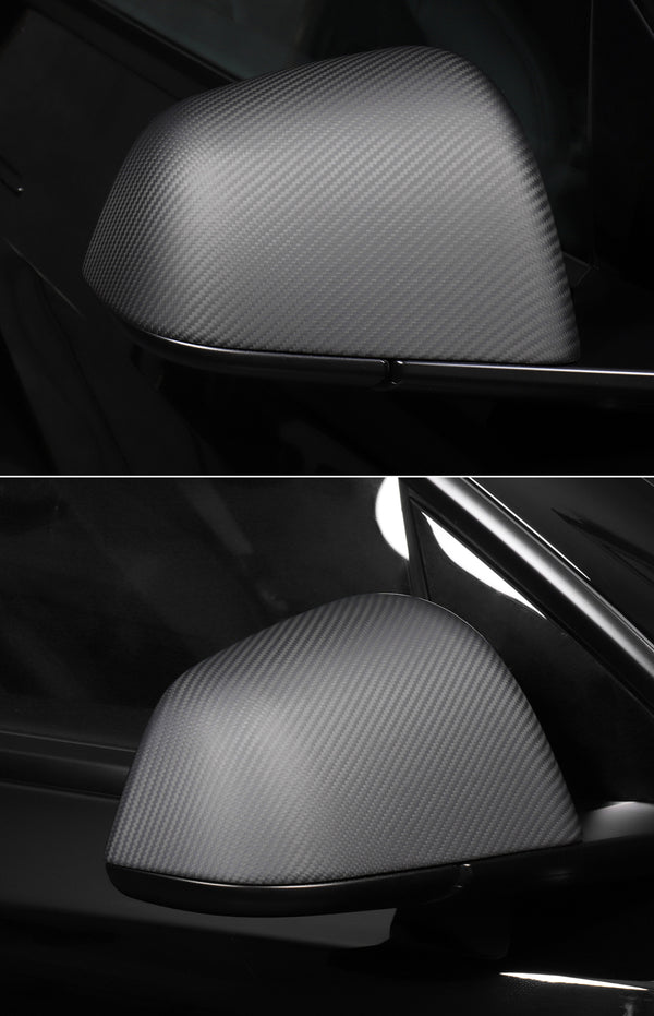 Matte Carbon Real Carbon Fiber Side Mirror Decorative Cover Replacement For Model Y