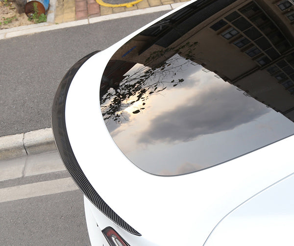 Matte Carbon Fiber Pattern ABS Rear Trunk Wing Spoiler For Model Y