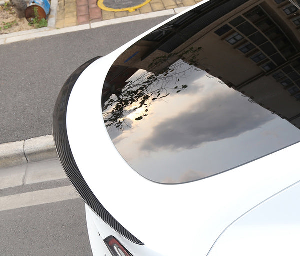 Matte Carbon Fiber Pattern ABS Rear Trunk Wing Spoiler For Model 3