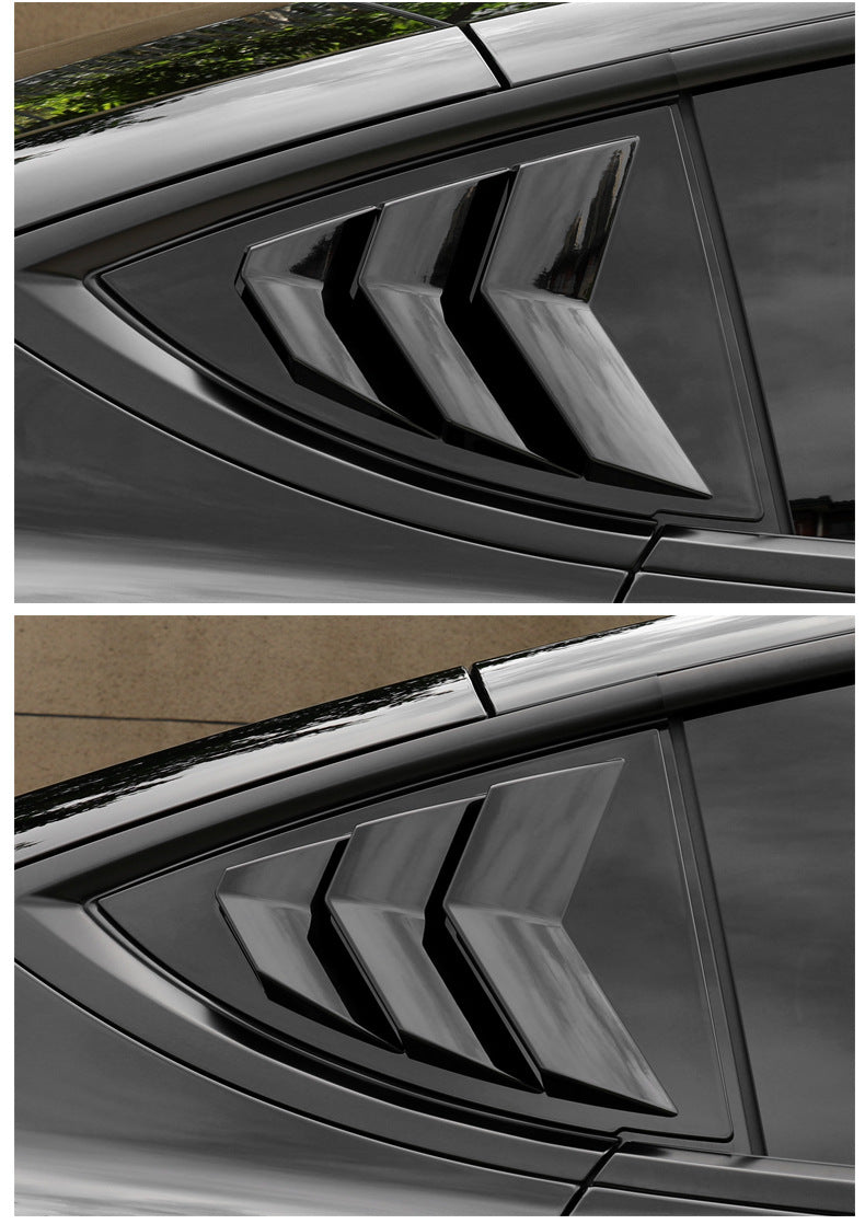 Black ABS Sport Rear Side Window Louver Cover for Model Y 2019-2022