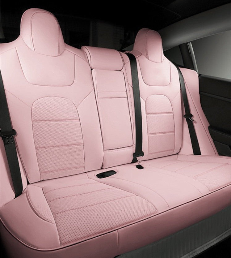 Pink Nappa Leather Full Surround Seat Cover For Model Y