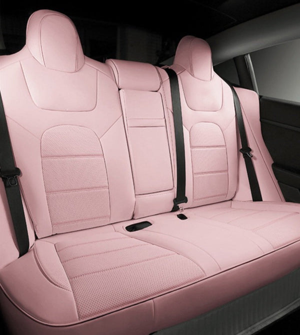 Pink Nappa Leather Half Surround Seat Cover For Model Y