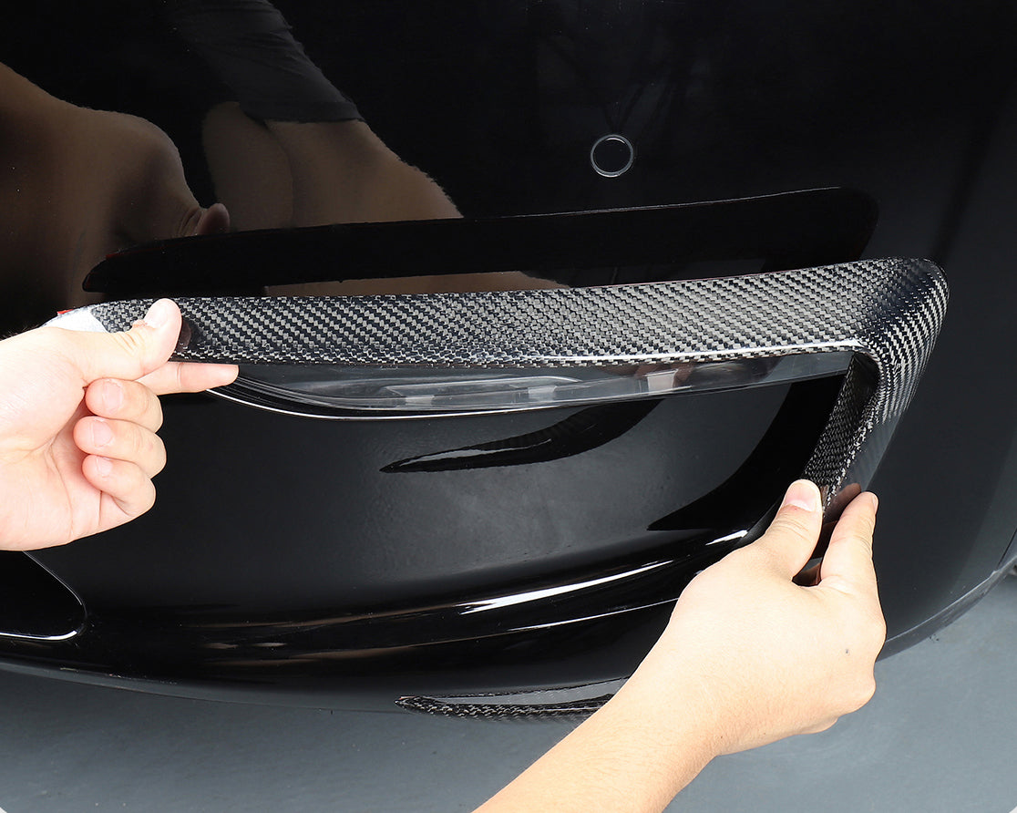 Matte Carbon Real Carbon Fiber Front Fog Lamp Trim Strip For Model 3 and Model Y