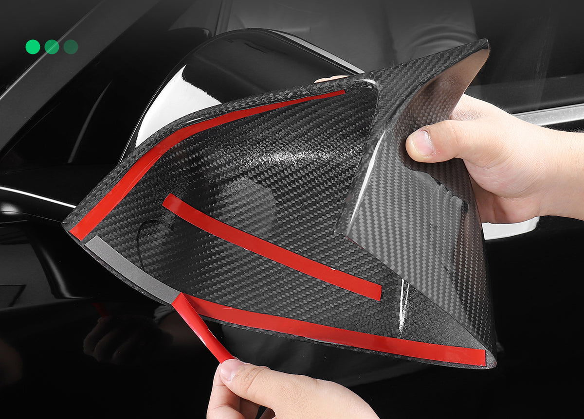 Bright Carbon Real Carbon Fiber Side Mirror Decorative Cover For Model 3