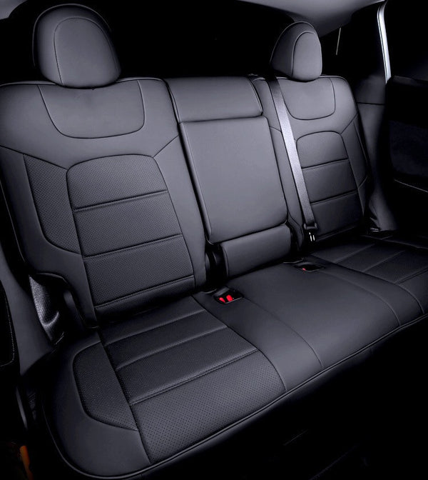 Black Nappa Leather Full Surround Seat Cover For Model Y