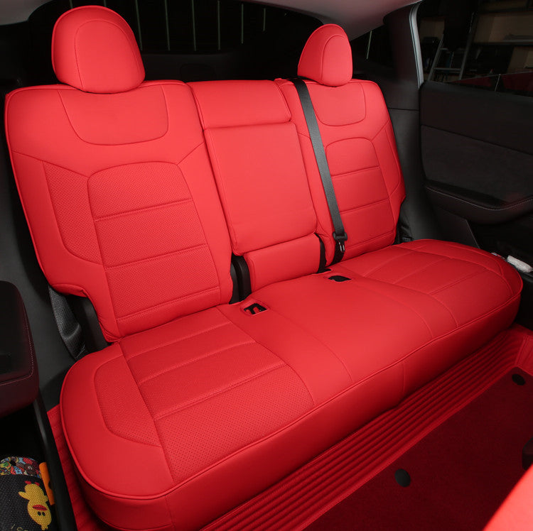 Red Nappa Leather Full Surround Seat Cover For Model Y