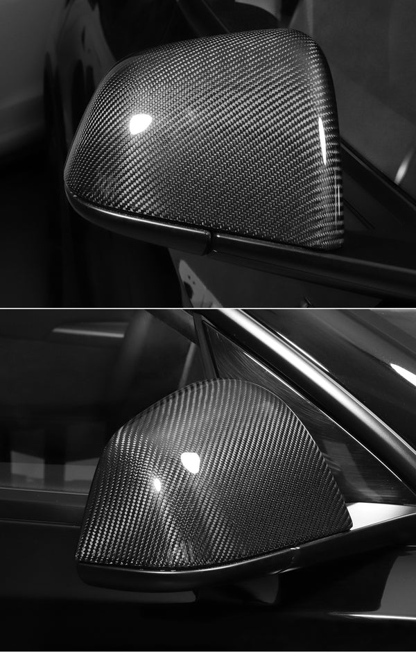 Bright Carbon Real Carbon Fiber Side Mirror Decorative Cover Replacement For Model Y