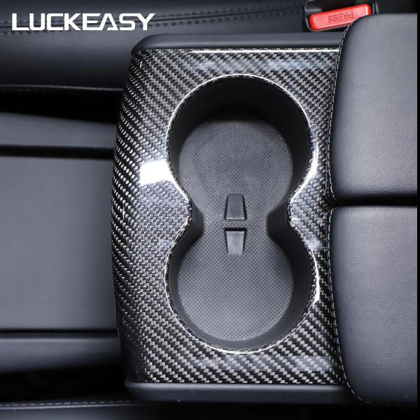 Bright Carbon Real Carbon Fiber Front And Rear Cup Holder Decorative Trim For Model X and Model S