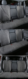 Gray Linen Rear Car Seat Cushion Cover For Model 3