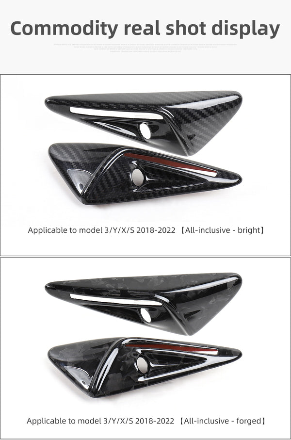 Bright Carbon Real Carbon Fiber Side Camera Turn Signal Full Cover For All Tesla Models