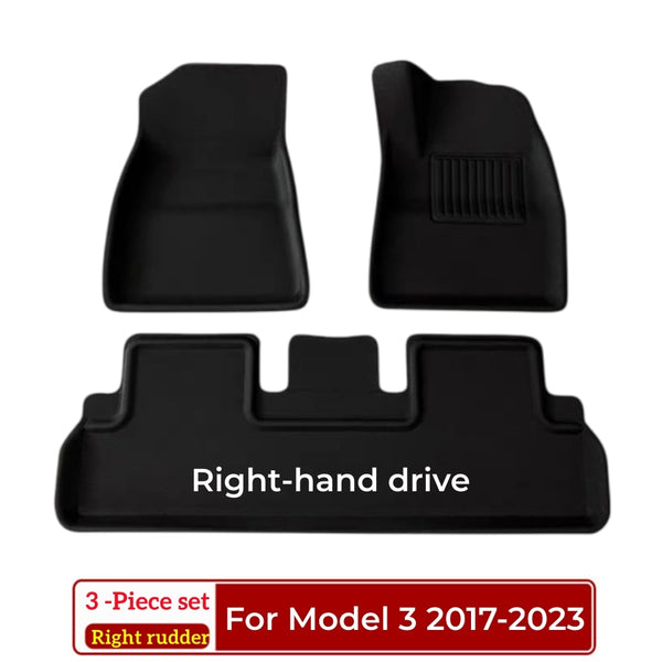 All Weather 3D Floor Mats 3in1 For Model 3 2017-2023 Type 2 Right Rudder